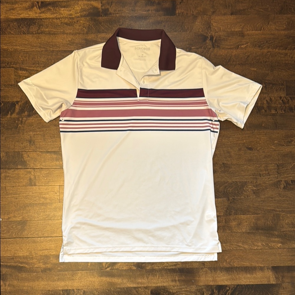 Izod White and Red Polo Shirt with Sporty Stripes